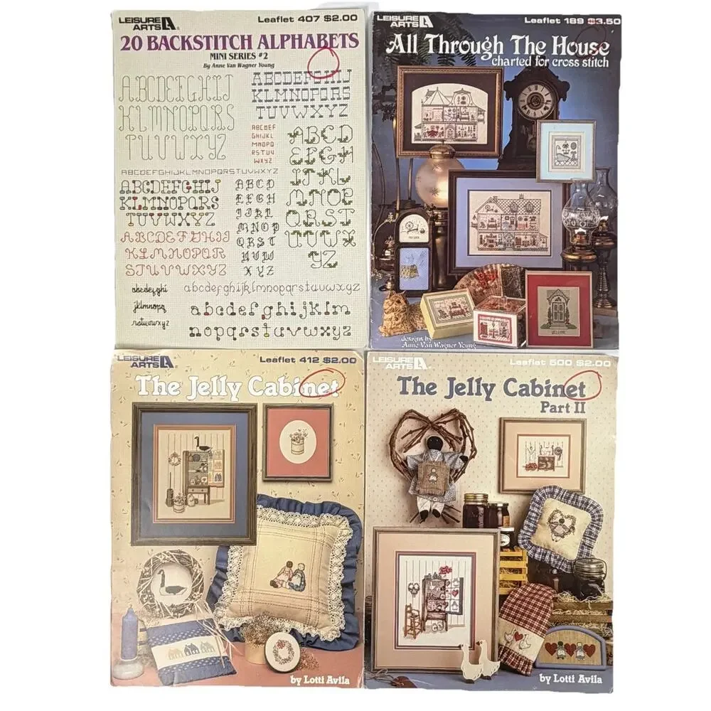 Lot 13 Leisure Arts Cross Stitch Leaflets Magazines Garden Country 100+ Projects